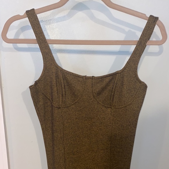 Capulet Lola Bustier Bodycon Dress Speckle Gold/Black Midi Revolve NWT-Sz Small - Picture 2 of 7